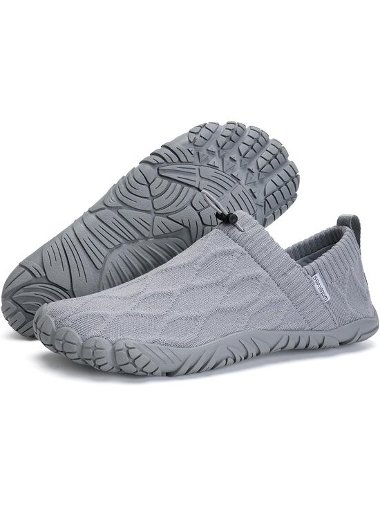 ?Men\'s Grey Knit Pull on Comfortable Elastic Adjustable Non Slip Shoes main image 4